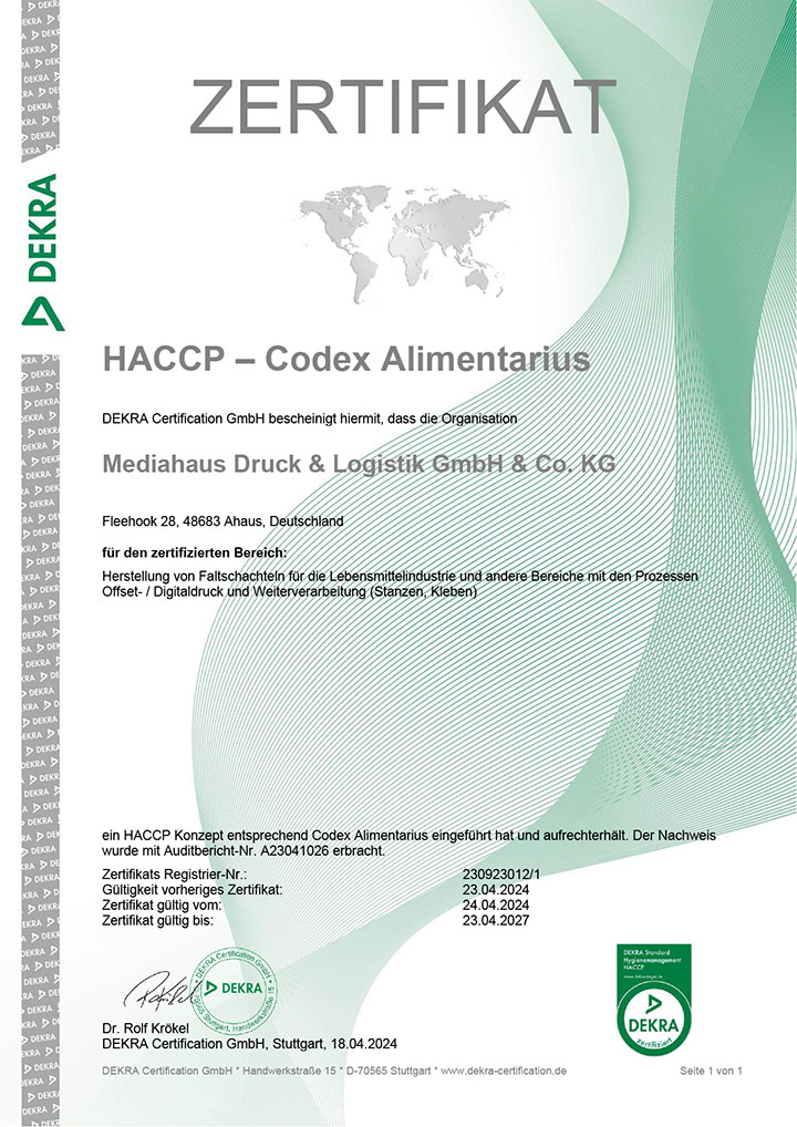 Dokument - HACCP Zertifikat