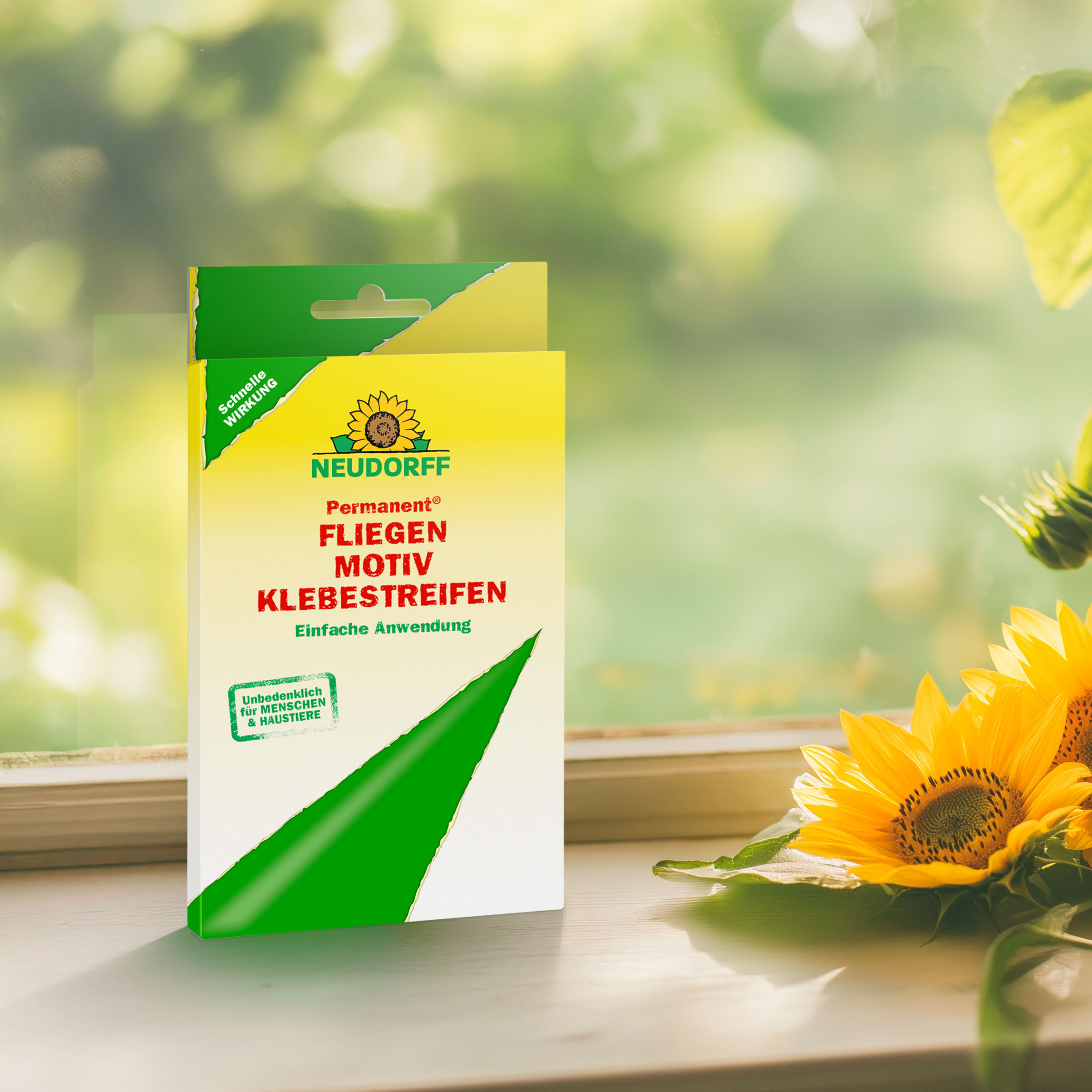 Referenz W. Neudorff - Verpackung vor einem Fenster auf der Fensterbank